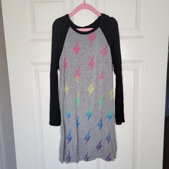 Flowers by Zoe (FBZ) Girls Grey /Black Dress with Multicolored Design size 7-8 - Picture 3 of 7